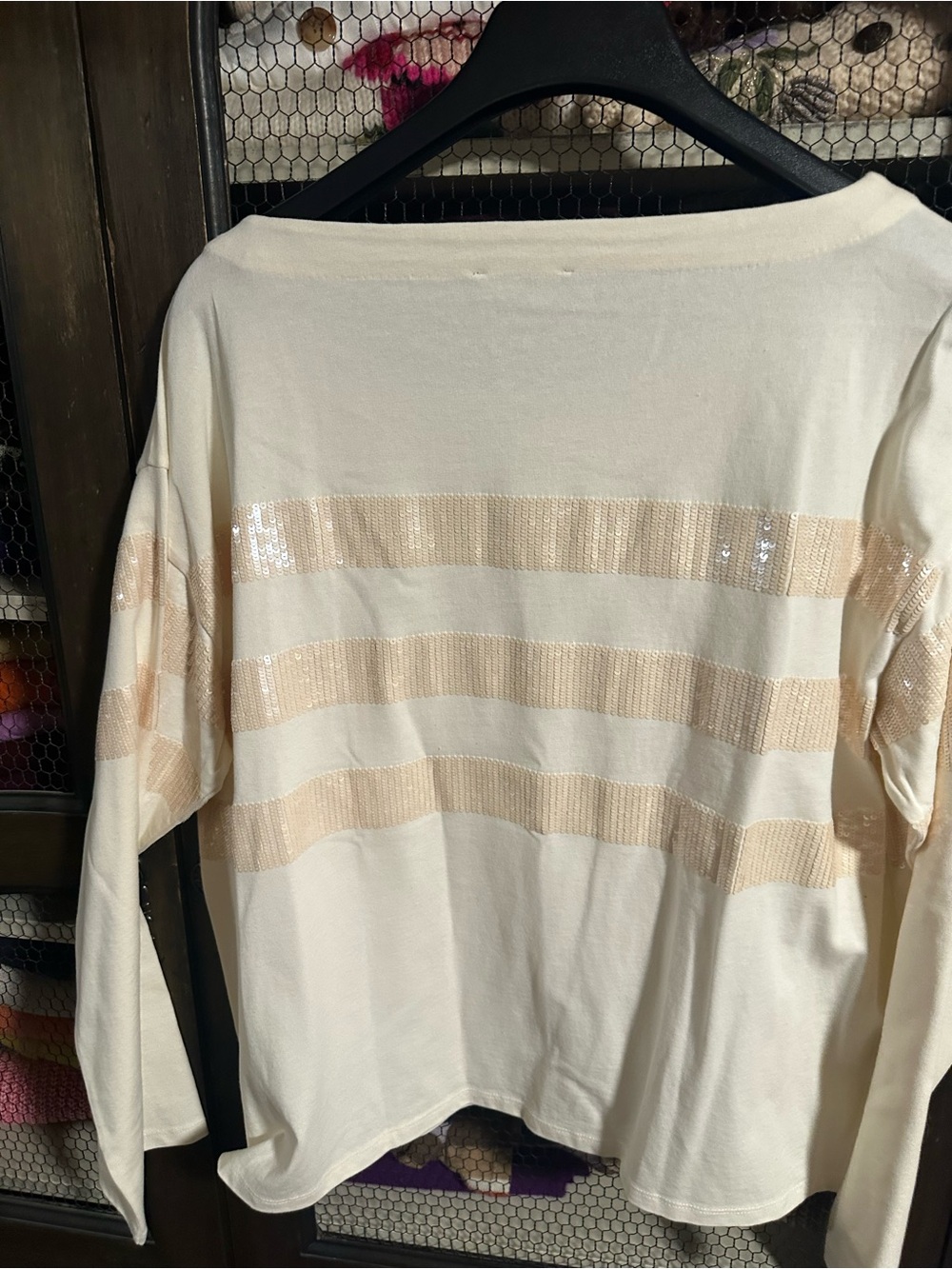 J.Crew cream sequin stripe shirt NWT XL - Picture 11 of 12